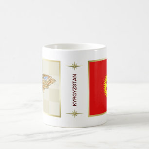 Kirgisistan-Flagge + Karten-Tasse Kaffeetasse