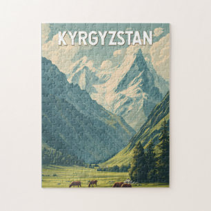 Kirgisistan Illustration Reise Kunst Vintage Puzzle