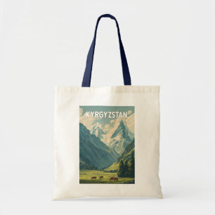 Kirgisistan Illustration Reise Kunst Vintage Tragetasche