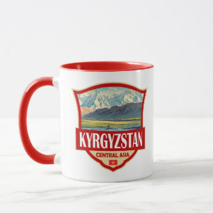 Kirgisistan Illustration Retro-Abzeichen Tasse