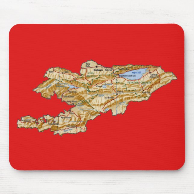 Kirgisistan Karte Mousepad (Vorne)