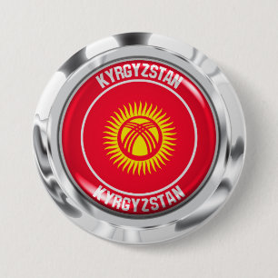 Kirgisistan Runde Emblem Button