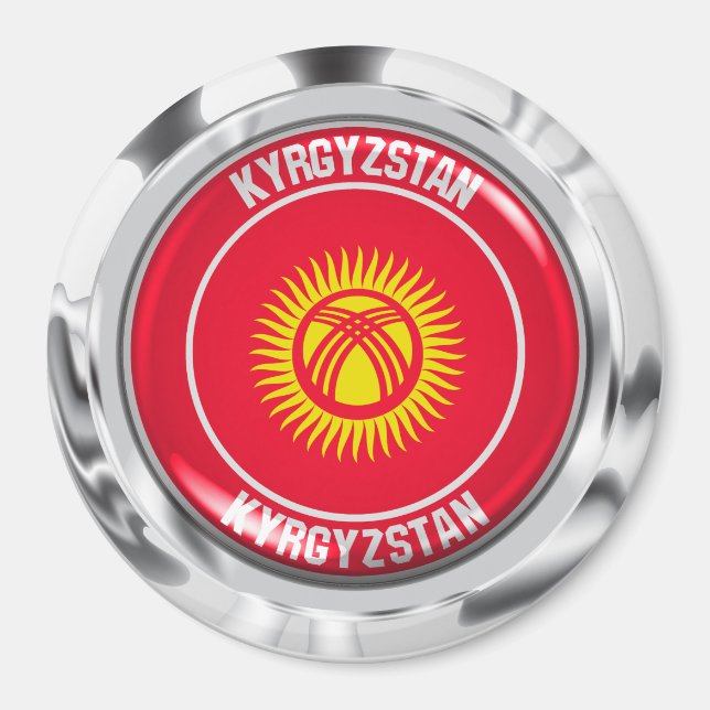 Kirgisistan Runde Emblem Magnet (Vorne)
