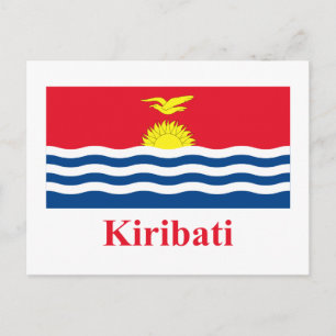 Kiribati-Flagge mit Namen Postkarte