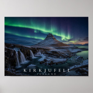 Kirkjufell Berg & Wasserfälle Island A4 Poster