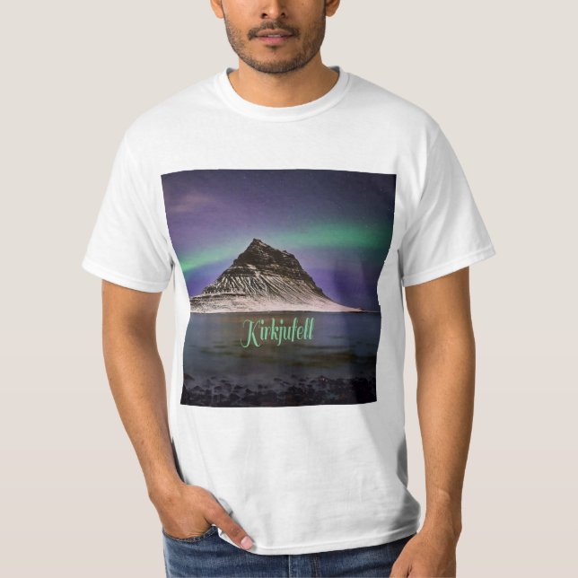 Kirkjufell-Gebirge in Island Nordlichter T-Shirt (Vorderseite)