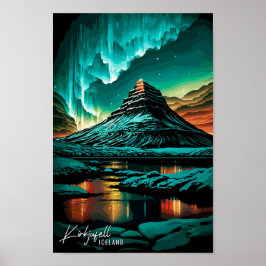 Kirkjufell Island Art Vintage Poster