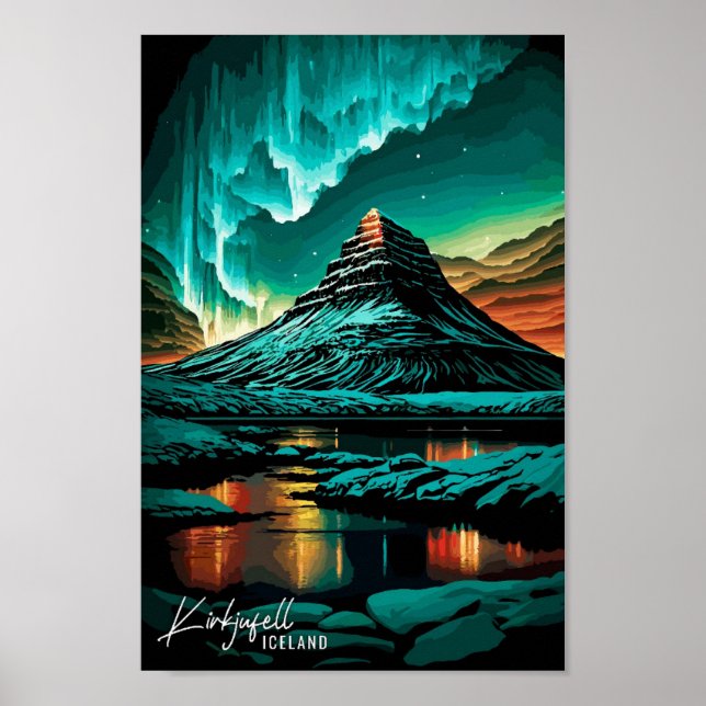Kirkjufell Island Art Vintage Poster (Vorne)