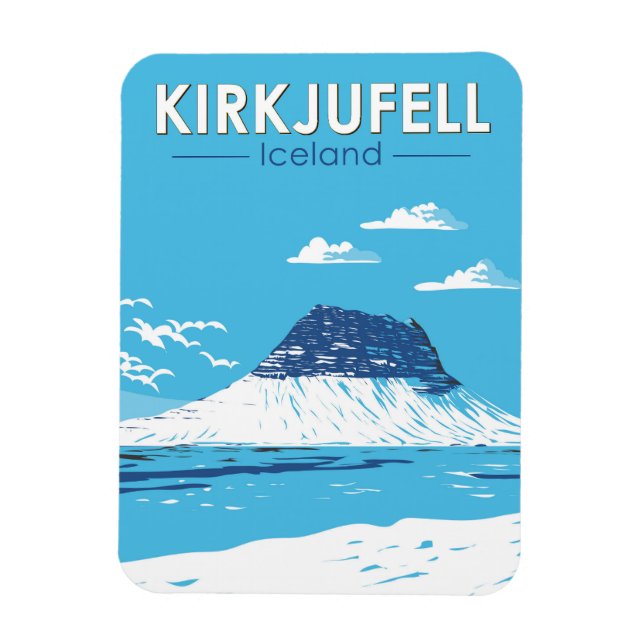 Kirkjufell Island Reisen Vintag Magnet (Vertikal)