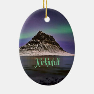 Kirkjufell Mountain in Island Nordlichter Keramik Ornament