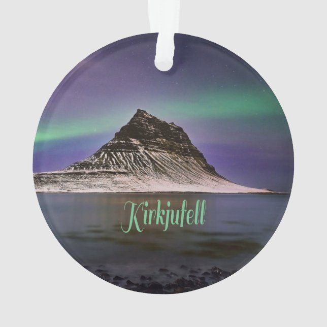 Kirkjufell Mountain in Island Nordlichter Ornament (Rückseite)