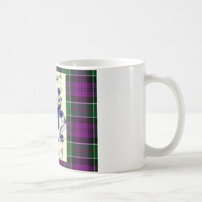 Kirkpatrick Wappen auf Couquhoun lila Tartan Kaffeetasse (Rechts)