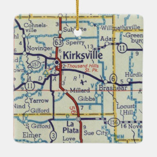 Kirksville MO Vintage Map Keramikornament