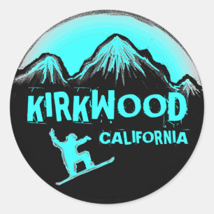Kirkwood California aquamarine Snowboard-Aufkleber Runder Aufkleber
