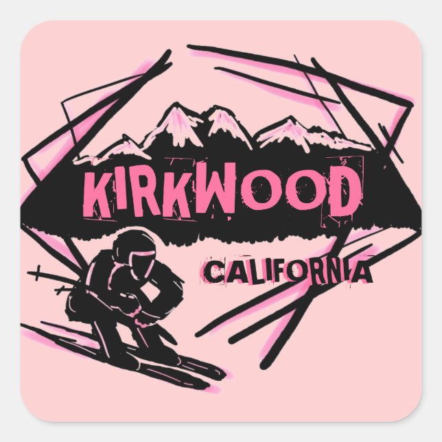 Kirkwood California Rosa-Design-Skier-Aufkleber Quadratischer Aufkleber (Vorderseite)