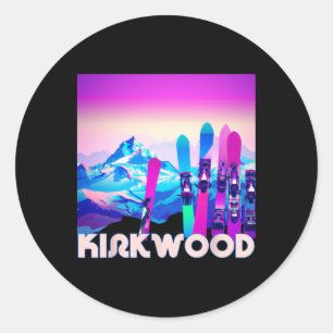Kirkwood Ski - Retro-Ski- und Snowboardfahren im S Runder Aufkleber
