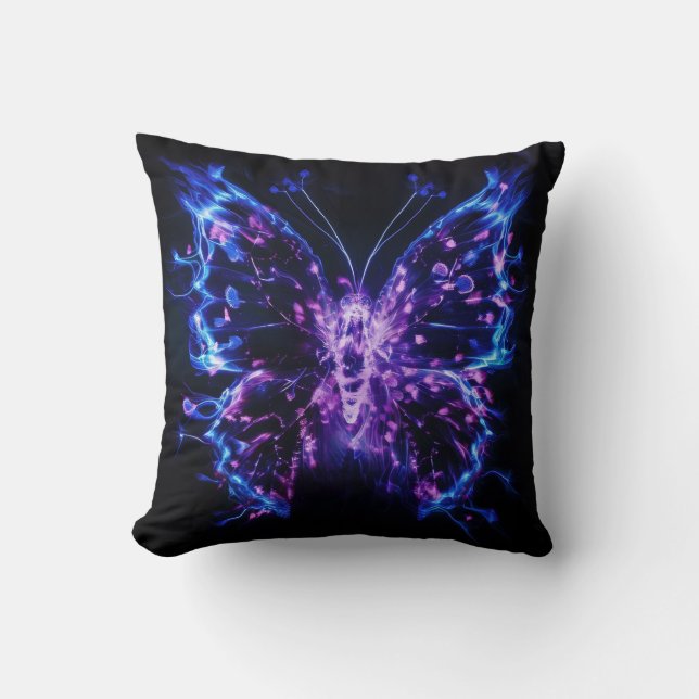 Kirlian Butterfly: Leuchtende Aura Kissen (Vorderseite)