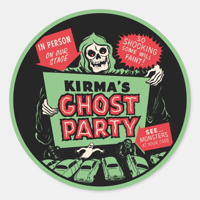 Kirmas Ghost-Party Spook Poster-Aufkleber anzeigen Runder Aufkleber (Vorderseite)
