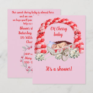 Kirsch-Baby-Party Digitale Download-Einladung Einladung