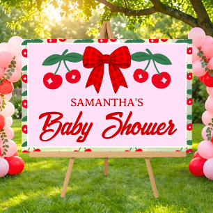 Kirsch-Baby-Party Roter Gingham-Bogen Acrylschild