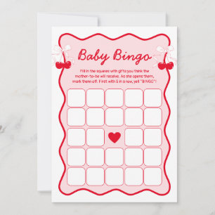 Kirsch-Baby-Shower-Bingo-Spielkarte Einladung