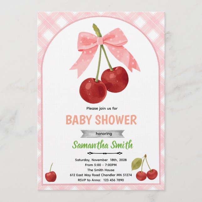 Kirsch-Baby-Shower-Einladung   Einladung (Vorderseite)