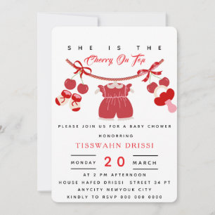 Kirsch-Baby-Shower-Einladung Kirsche obendrauf Ein Save The Date