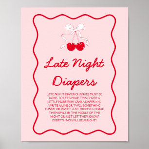 Kirsch-Baby-Shower Late-Night-Windeln-Spiel Poster