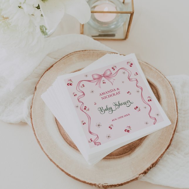 Kirsch-Bow-Baby-Party  Serviette (Von Creator hochgeladen)