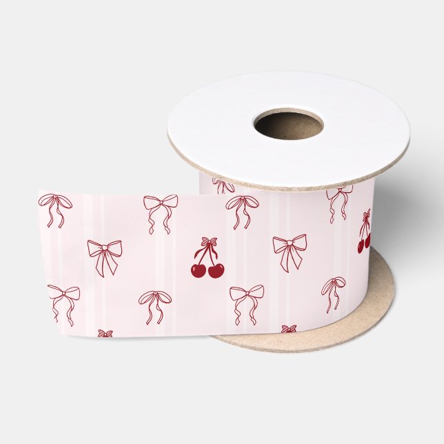 Kirsch-Bow-Coquette-Rosa-Geschenk Süßes Muster Satinband (Spule)