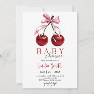 Kirsch Coquette Babyparty Einladung