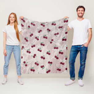 Kirsch-Crochet-Decke Illustration – Pastellrosa Fleecedecke
