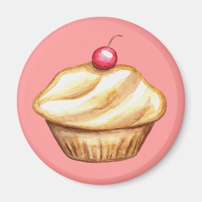 Kirsch-Cupcake-Magnet Magnet (Vorne)