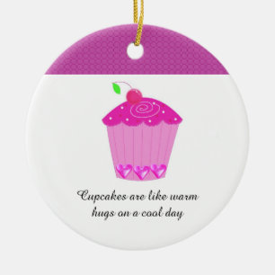 Kirsch-Cupcake mit Sprüchen Keramikornament
