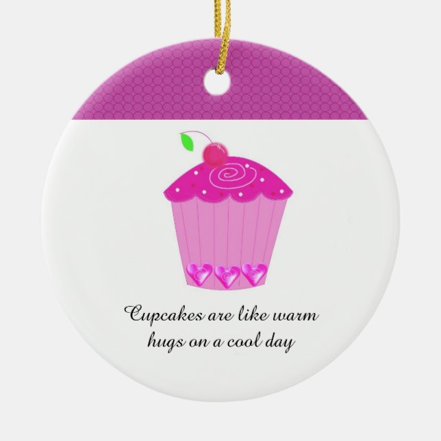 Kirsch-Cupcake mit Sprüchen Keramikornament (Vorne)