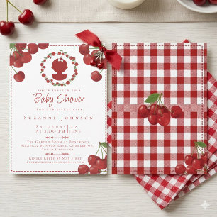 Kirsch-Einladung zur Babyparty Süßes kleines Mädch Einladung