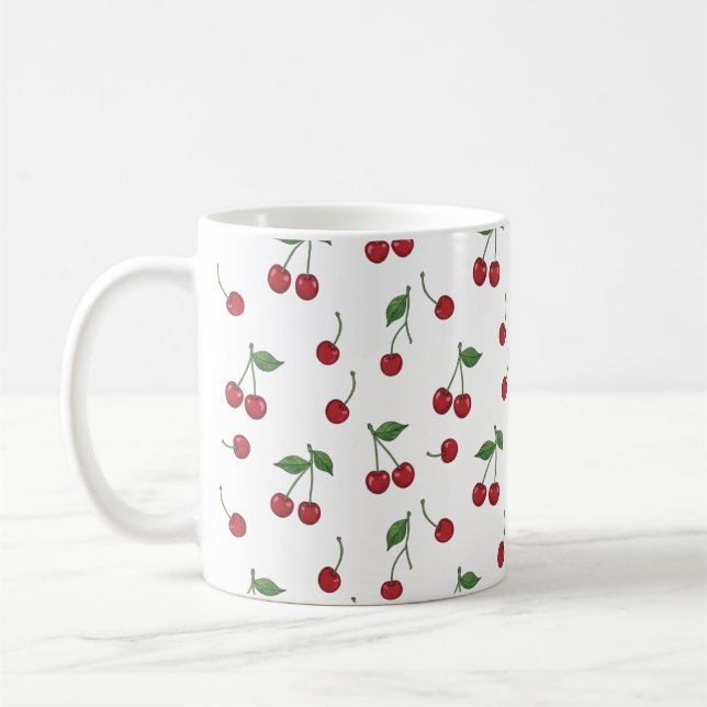 Kirsch Frucht Wiederholungsmuster Design Kaffeetasse (Links)