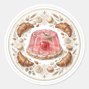 Kirsch-Gelee-Croissant-Bäckerei-Rund-Aufkleber Runder Aufkleber