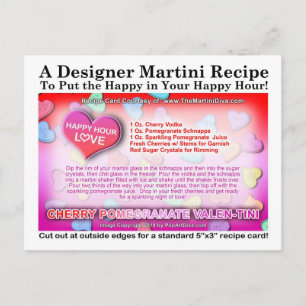 Kirsch-Granatapfel-Valentinstag-Martini-Karte Feiertagspostkarte