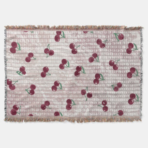 Kirsch-Häkeldecke-Illustration – Pastellrosa Decke