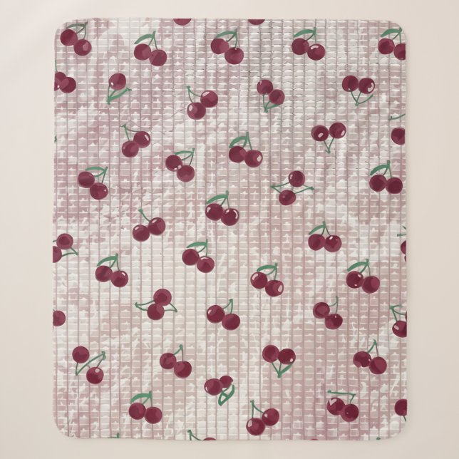 Kirsch-Häkeldecke-Illustration – Pastellrosa  Sherpadecke (Vorderseite)