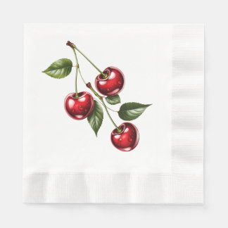 Kirsch-Illustration auf Vintage-Papier-Servietten Serviette