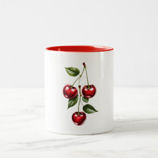 Kirsch-Illustration Kaffee-Tasse Vintage Zweifarbige Tasse