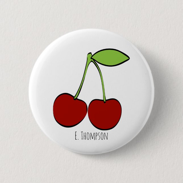 Kirsch-Illustrationsknopf Button (Vorderseite)