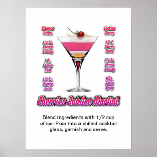 Kirsch-Jubiläums-Martini-Cocktail-Rezept 18"x24" Poster