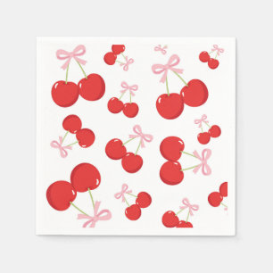 Kirsch mit rosa Schleife Coquette Geburtstagsfeier Serviette