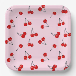 Kirsch-Papierteller, rote Fruchtparty Pappteller