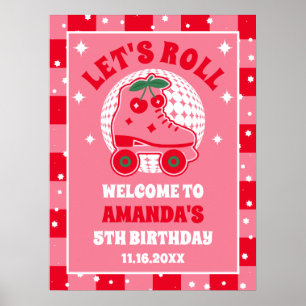 Kirsch Rollschuhe Retro Rollschuh Geburtstag Poster