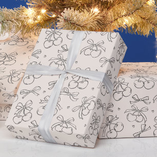 Kirsch-Schleife-Cute-Coquette-Muster-Geburtstagsge Geschenkpapier