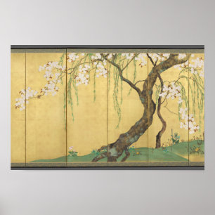 Kirsch- und Ahornbäume von Sakai Hōitsu  Poster